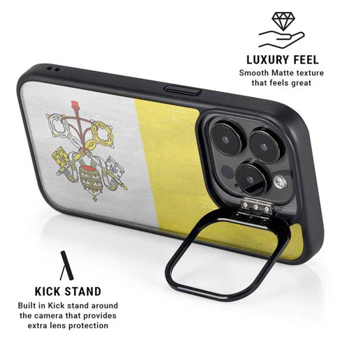 Vatican City Flag Distressed iPhone 15 Pro Max Kickstand Case
